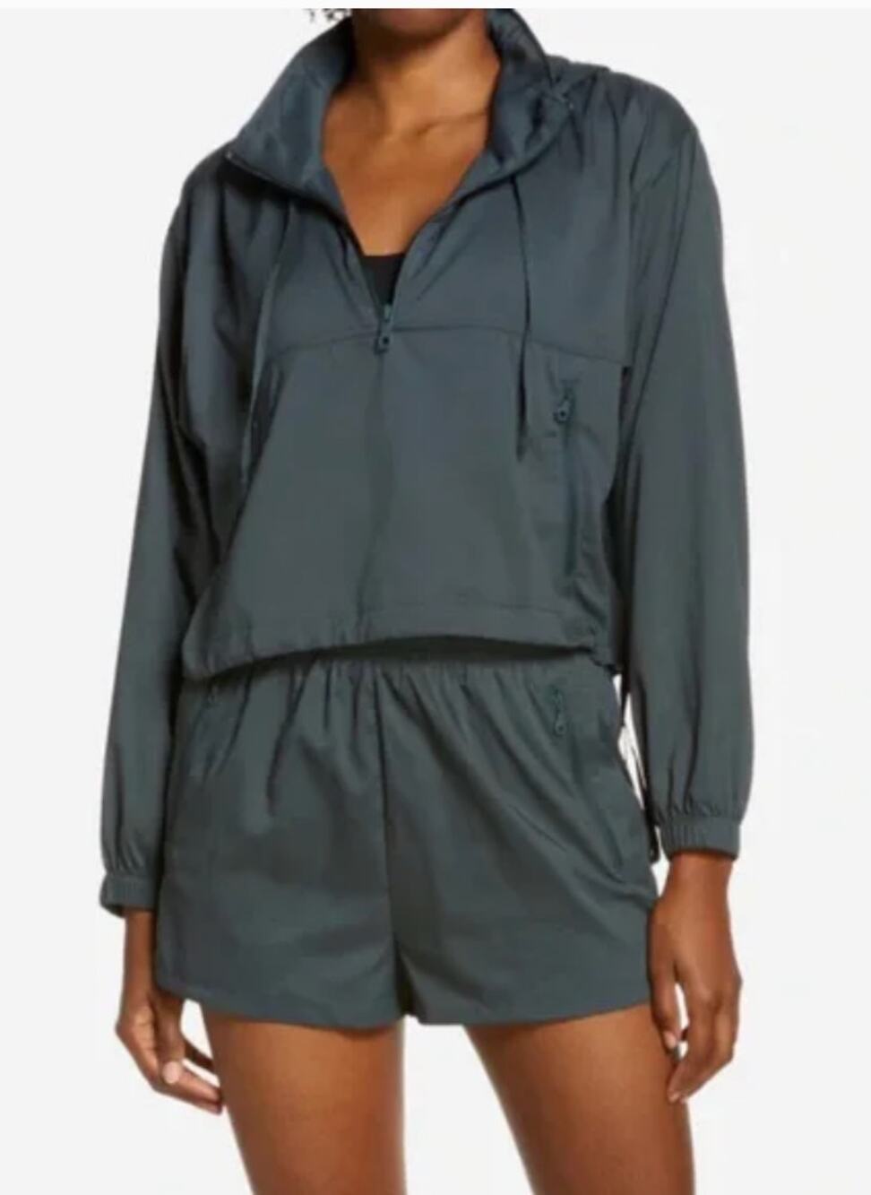 Girlfriend Collective Green Hummingbird 1/2 Zip Windbreaker Jacket Hoodie XL - Picture 1 of 15